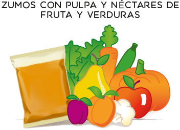 Zumos con pulpa y néctares de fruta y verduras